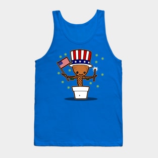 Cute USA Patriotic American Superhero Freedom Loving Alien Tank Top